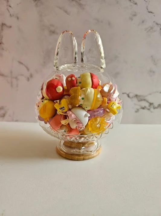 Pop Bean [ Labubu mixed beans ]Glass Container with Wood Lid authentic